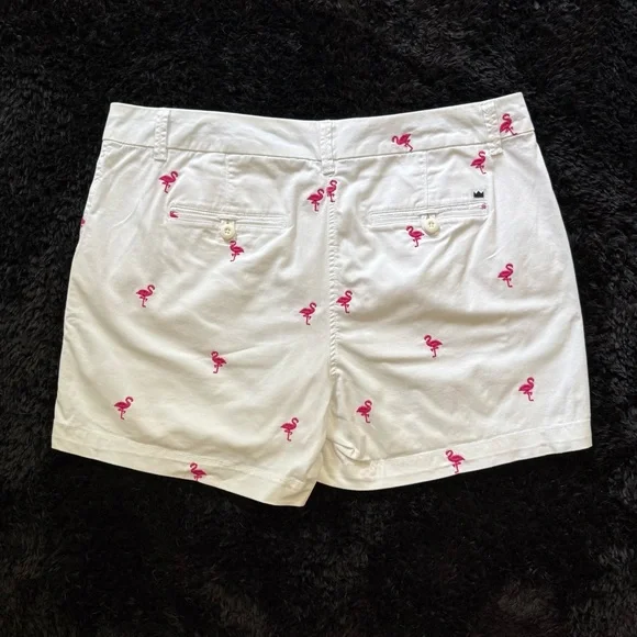 Crown & Ivy Caroline White Flamingo Embroidered Shorts - Picture 5 of 6